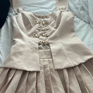 NWT Elegant Beige Sleeveless Dress